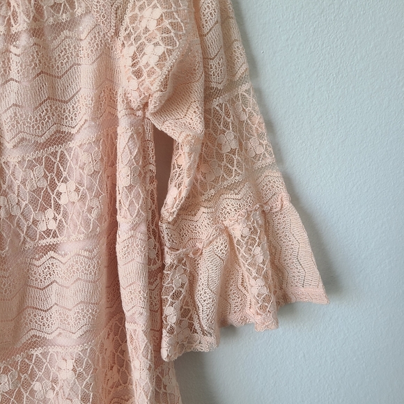 Style & Co Champagne Pink Long Sleeve Lace Top - Picture 4 of 11